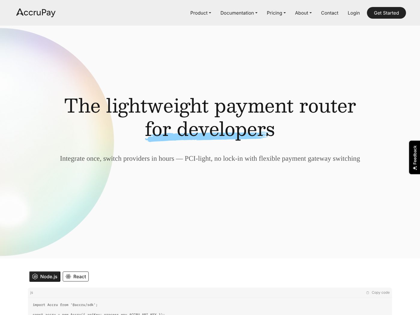 AccruPay payment router website